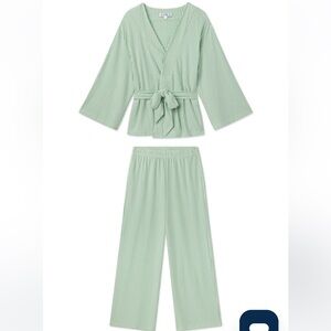 LAKE Pajamas Dream Modal Kimono Set in Green